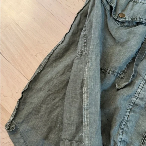 Sundance Grace Eyelet Hooded Linen Utility Jacket in olive green-M-Boho-Read - Picture 9 of 10